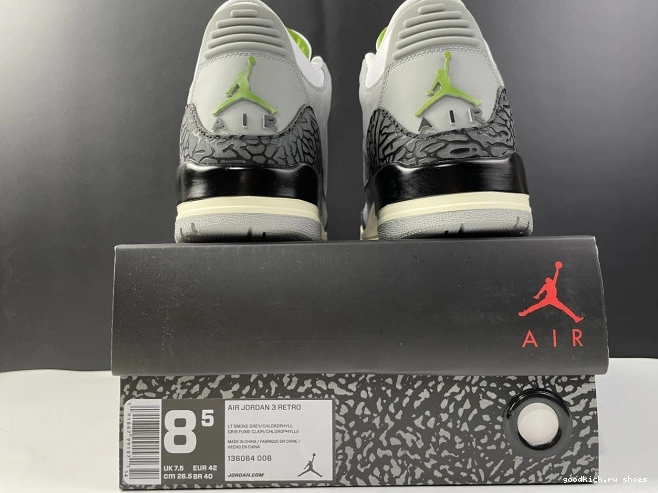80% Off Sale Jordan Chlorophyll 136064-006 Retro Air 3 0629